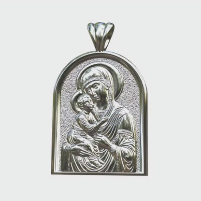 Video - Silver Theotokos Icon Apse Pendant