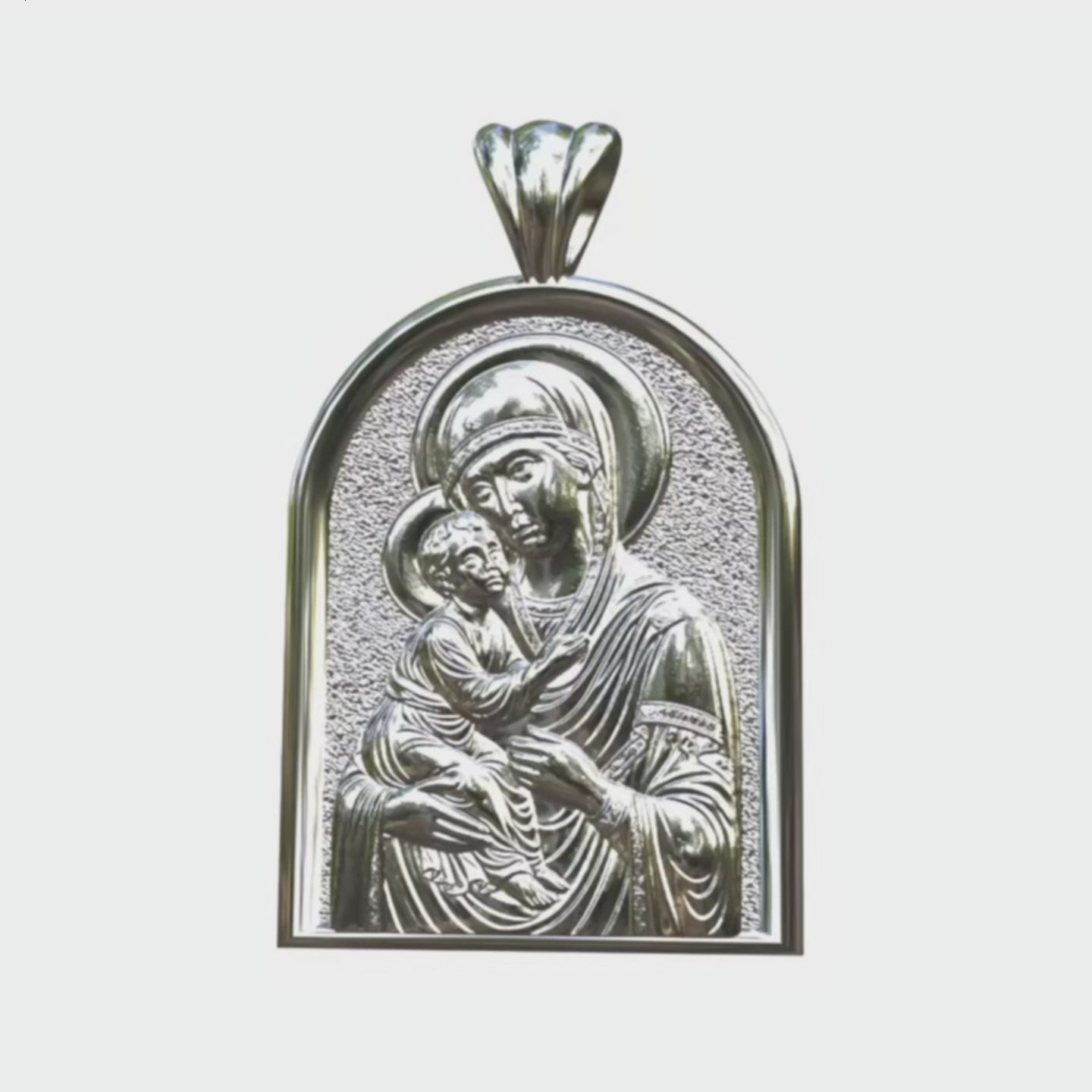 Video - Silver Theotokos Icon Apse Pendant