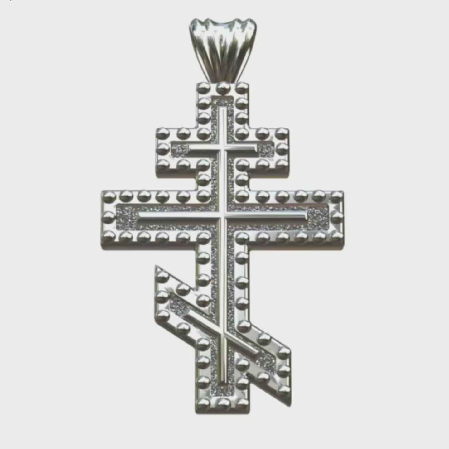 Video - Silver Beaded Three Bar Cross