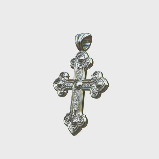 Video: Silver or White Gold Byzantine Budded Final Cross