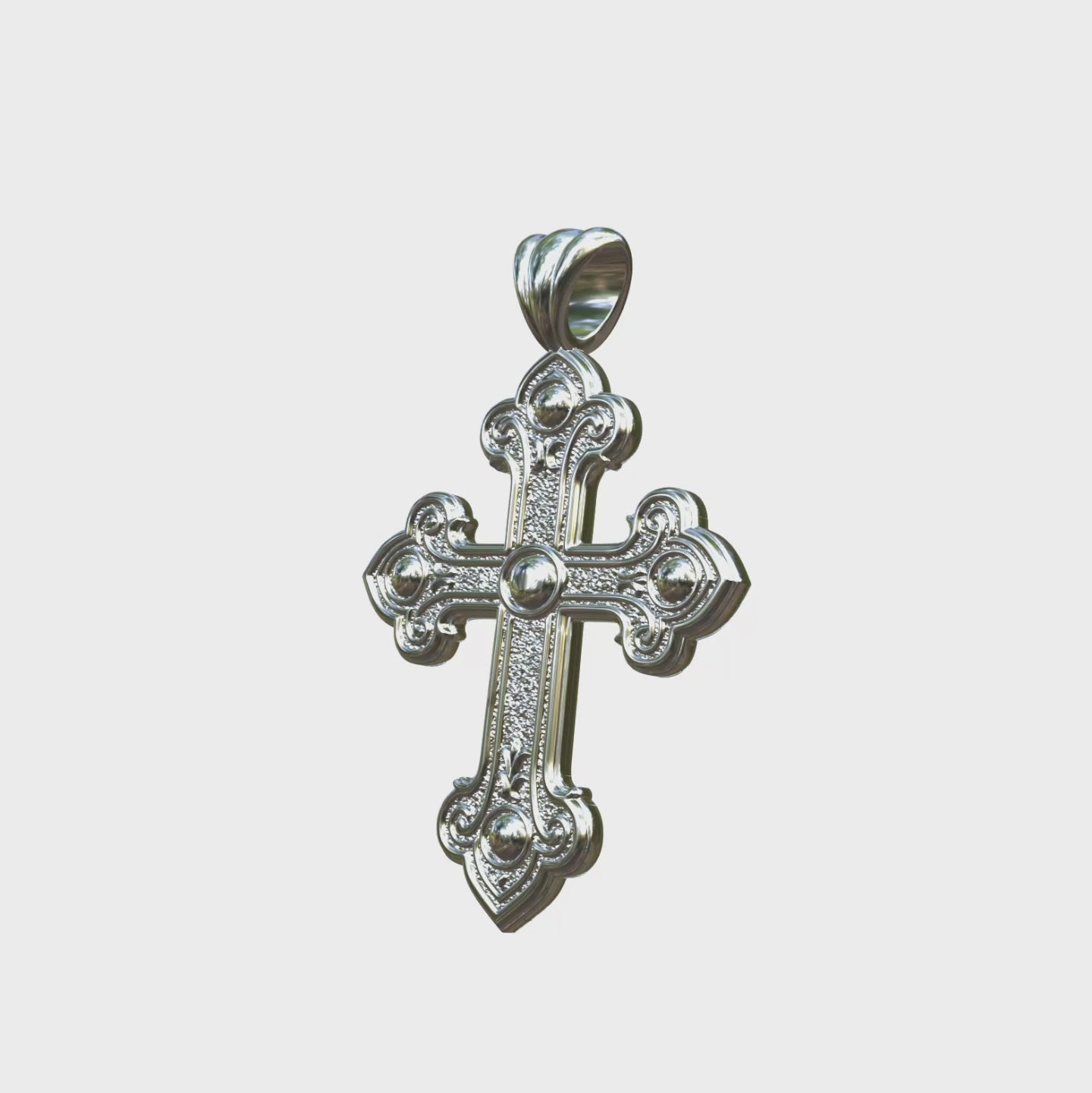 Video: Silver or White Gold Byzantine Budded Final Cross