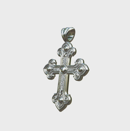 Video: Silver or White Gold Byzantine Budded Final Cross