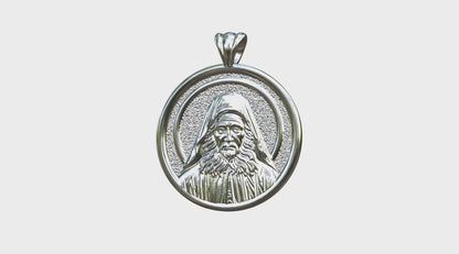 Video - Silver or white Gold Saint Joseph the Hesychast Icon round Pendant