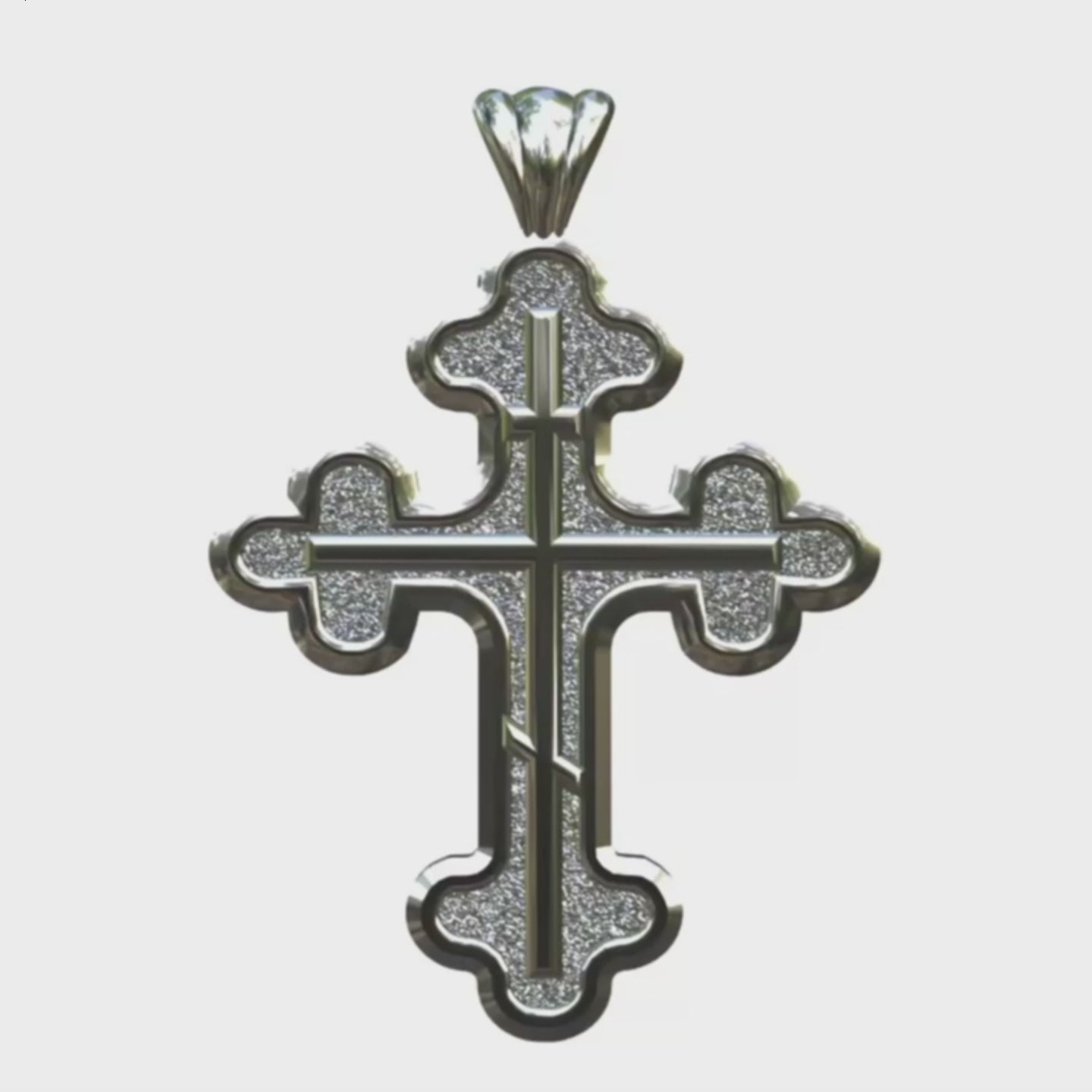 Video - Silver Ornate Three Budded Three Bar Cross
