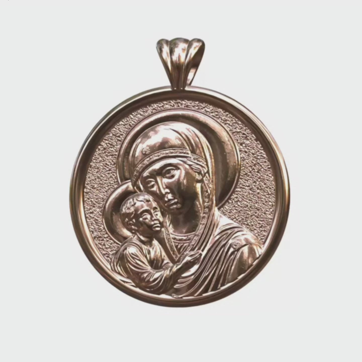 Video - Rose Gold Theotokos Icon Halo Pendant