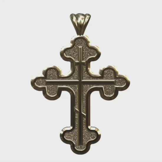 Video - Gold Ornate Three Budded Three Bar Cross