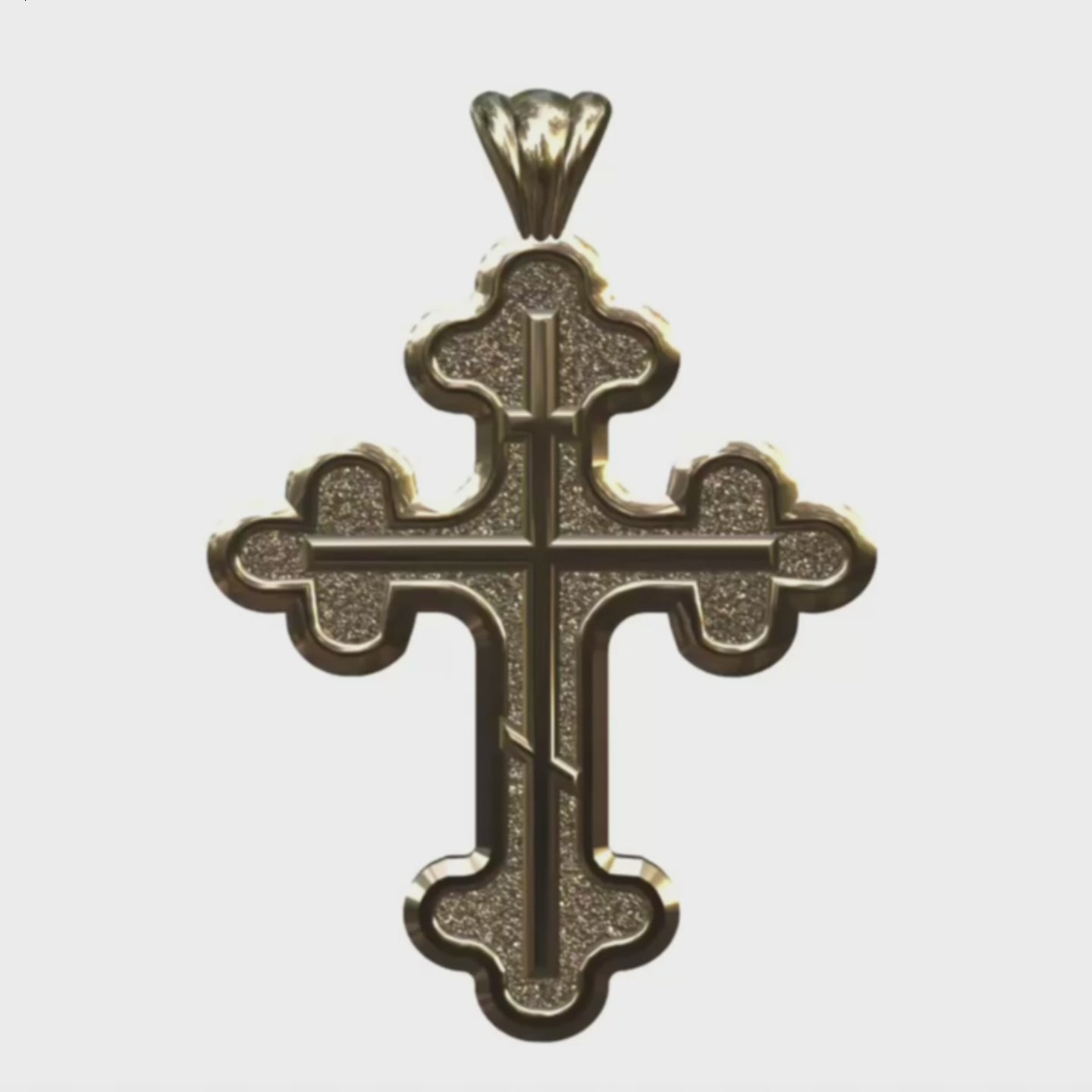 Video - Gold Ornate Three Budded Three Bar Cross