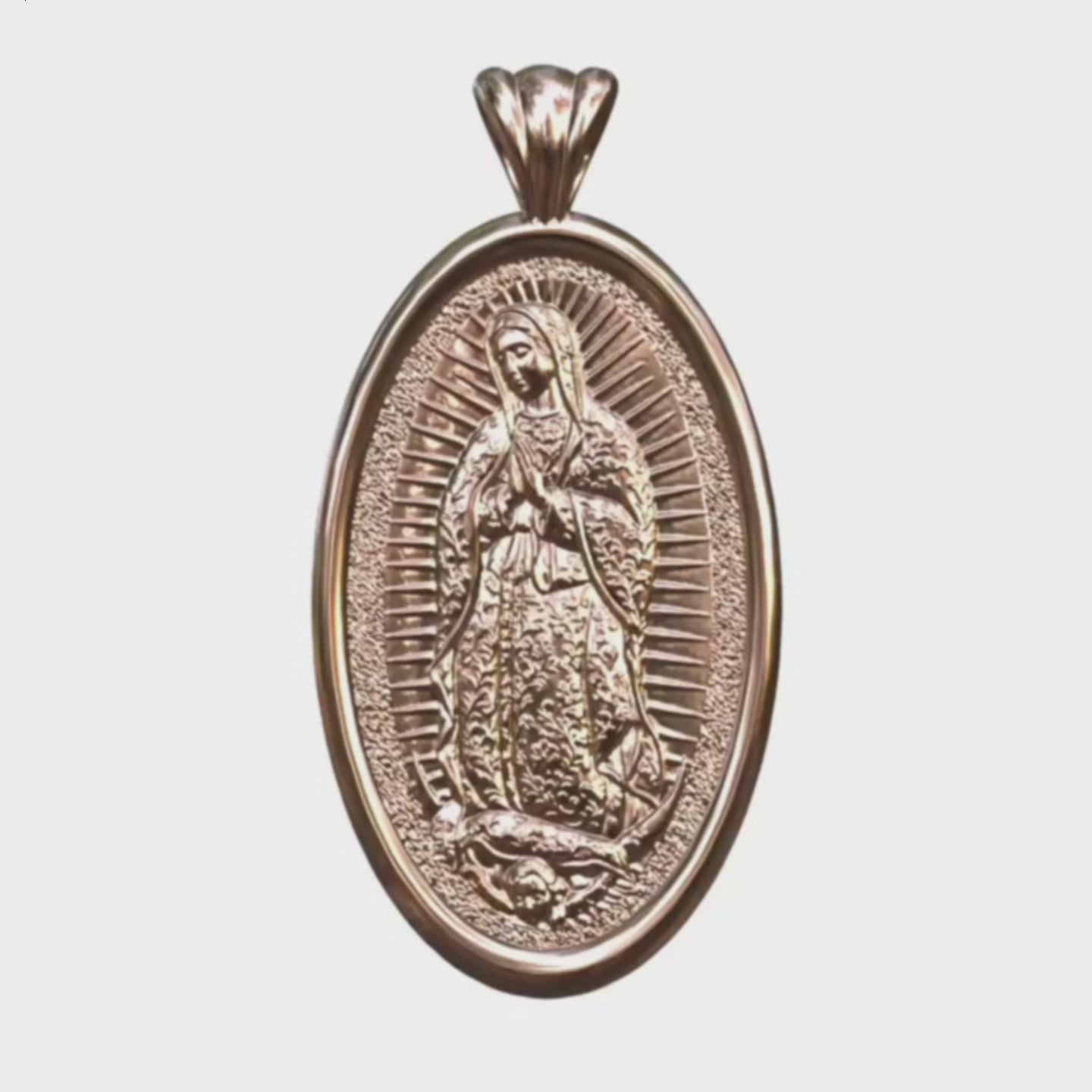 Video - Rose Gold Our Lady of Guadalupe Pendant