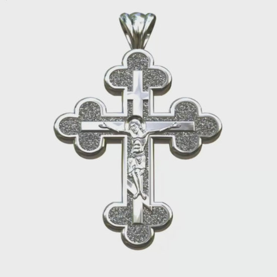 Video - Silver Orthodox 3 Budded 3 Bar Crucifix 