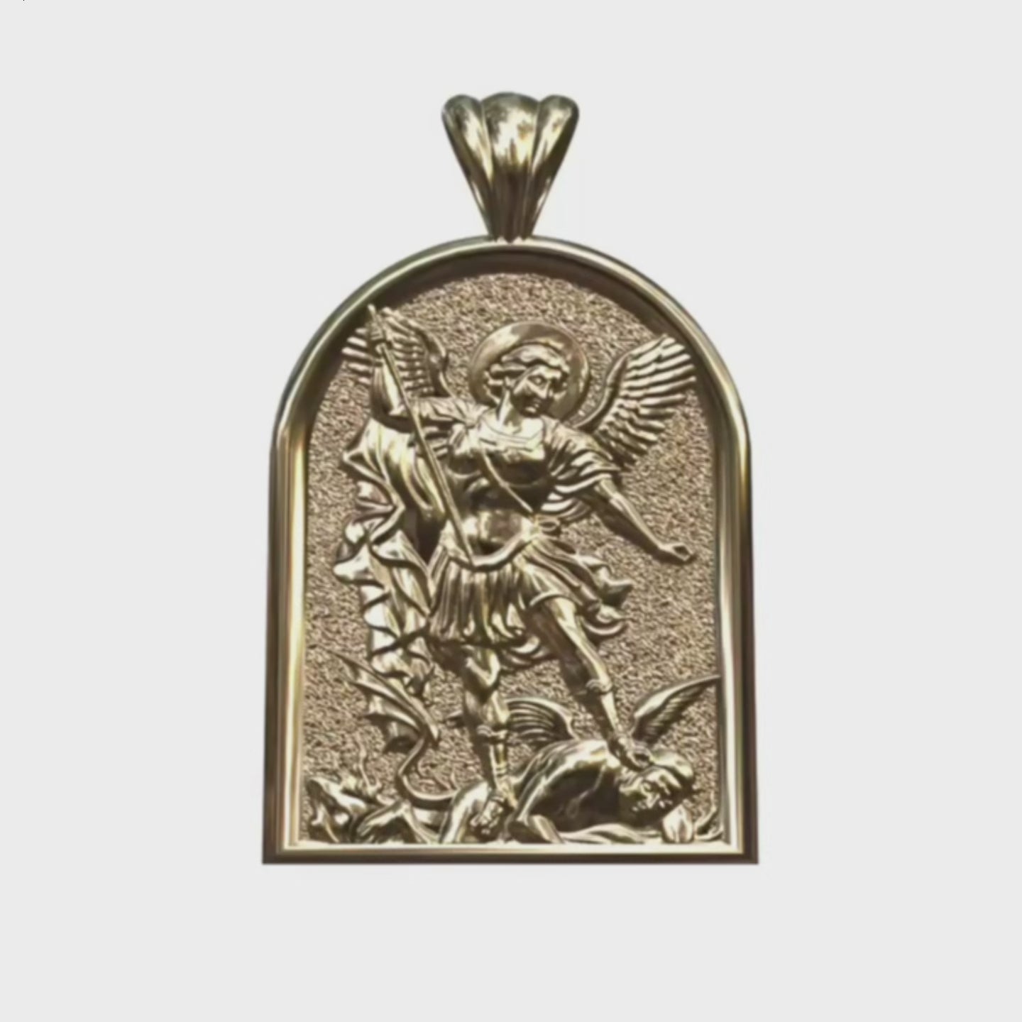 Video - Yellow Gold Catholic Michael the Archangel Apse Pendant