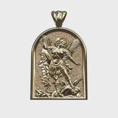 Video - Yellow Gold Catholic Michael the Archangel Apse Pendant