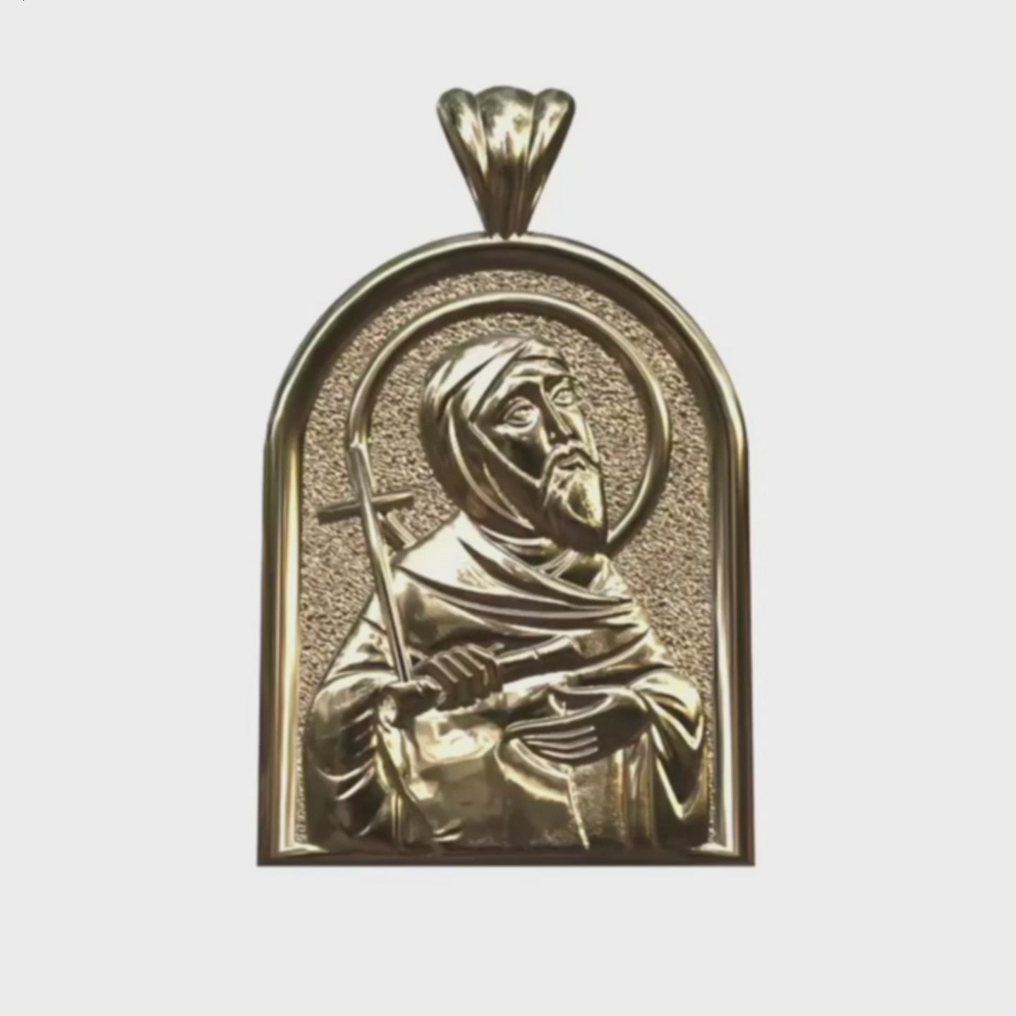 Video - Yellow Gold Coptic Saint Anthony the Great Apse Pendant