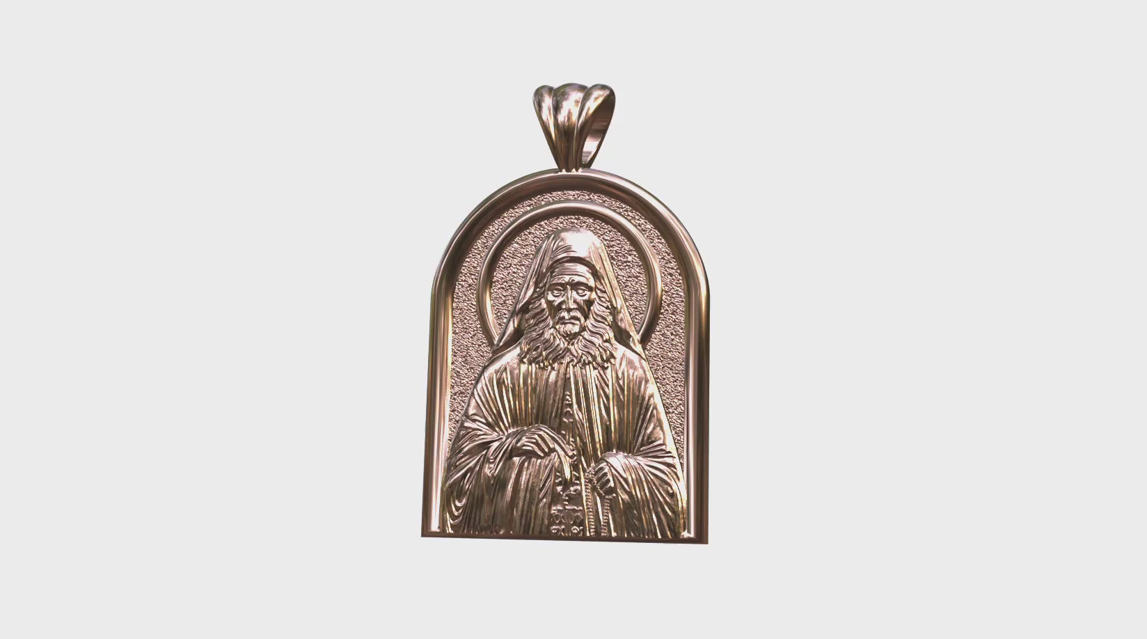 Video - Rose Gold Saint Joseph the Hesychast Icon Apse Pendant