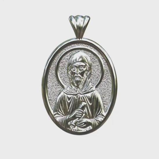 Video - Silver Saint Anthony the great Icon Oval Pendant