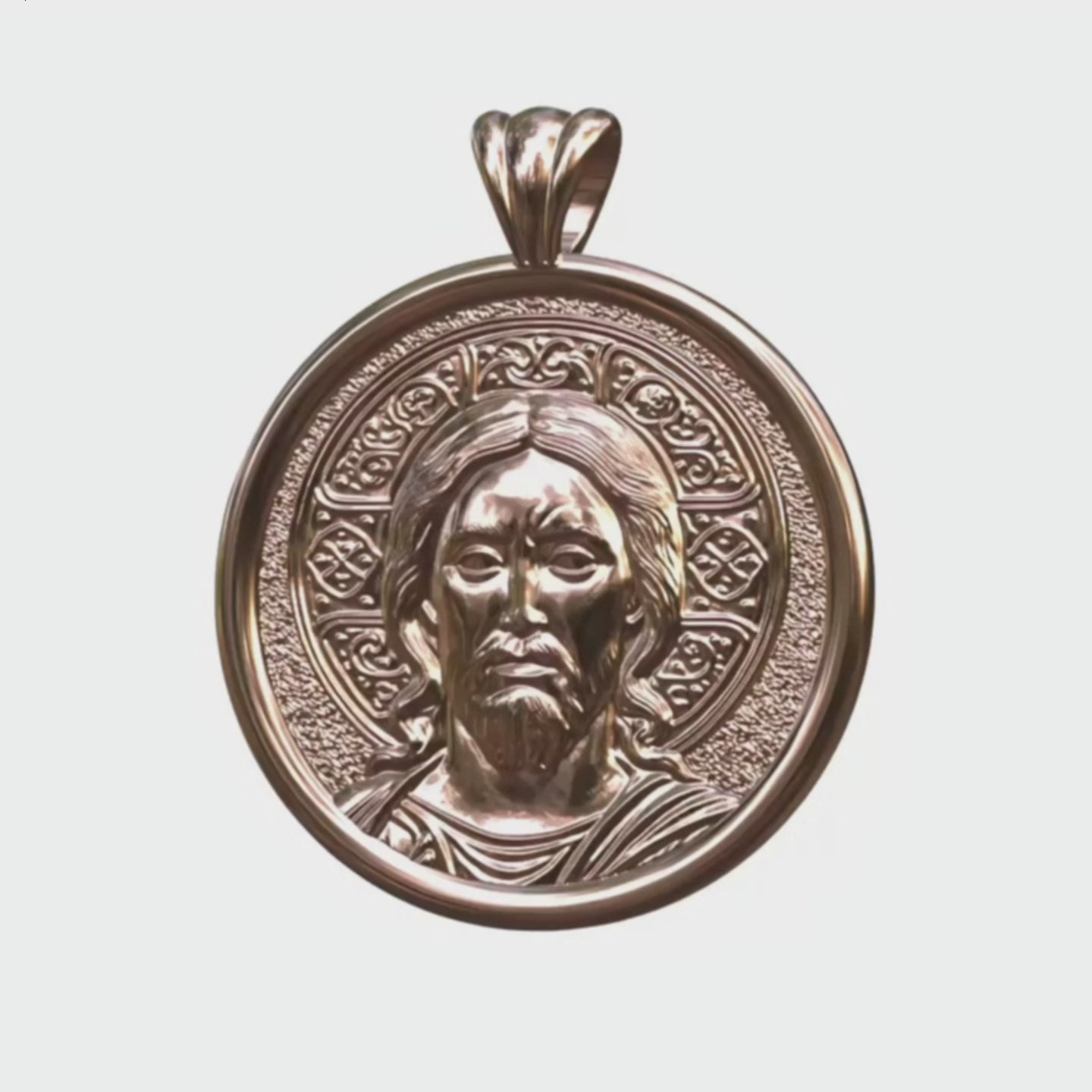 Video - Rose Gold Pantocrator Halo Icon Pendant